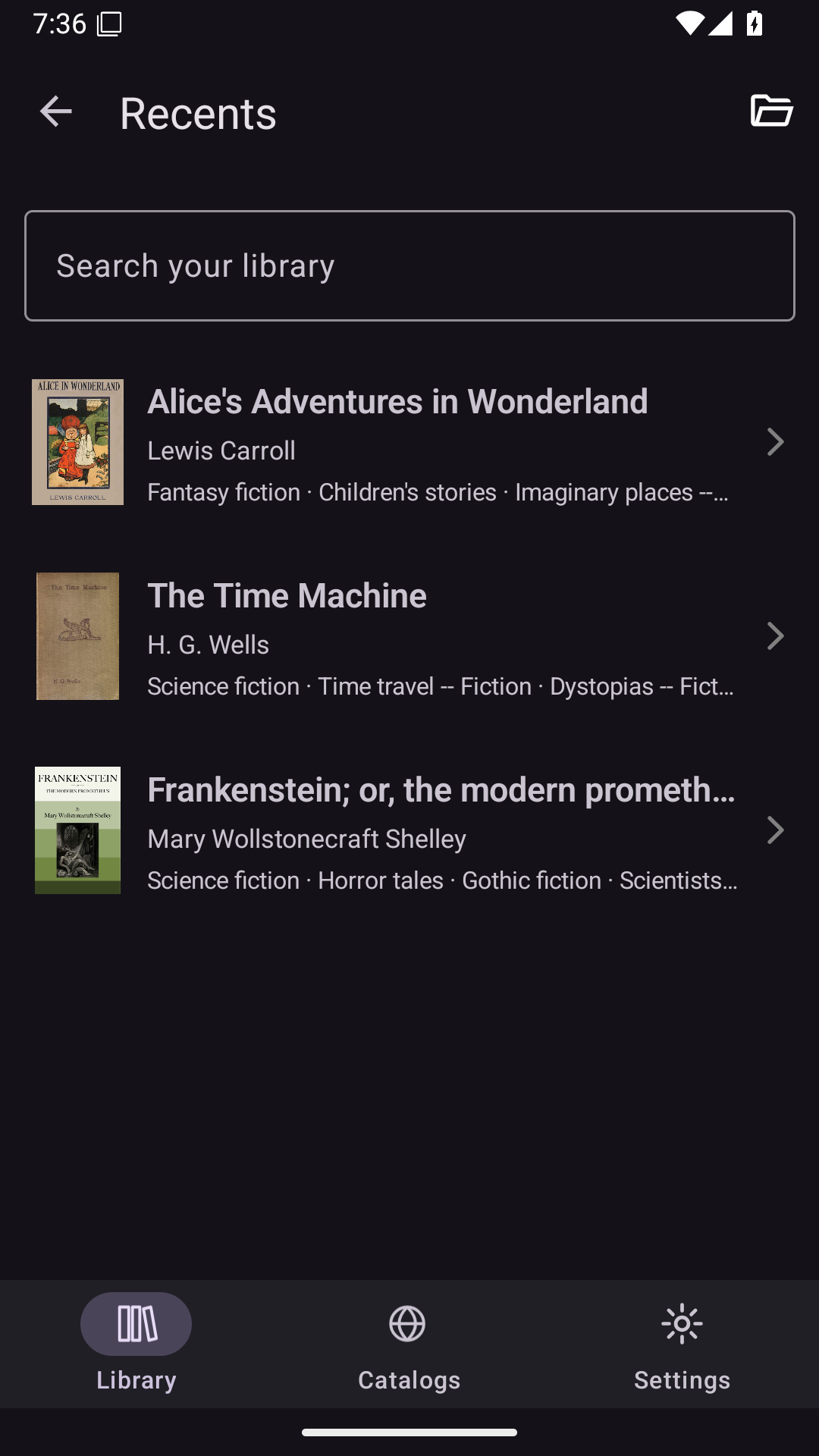 Library Recents, Android Android