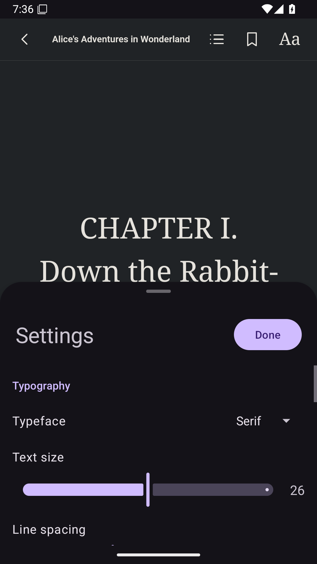 Settings, Android Android