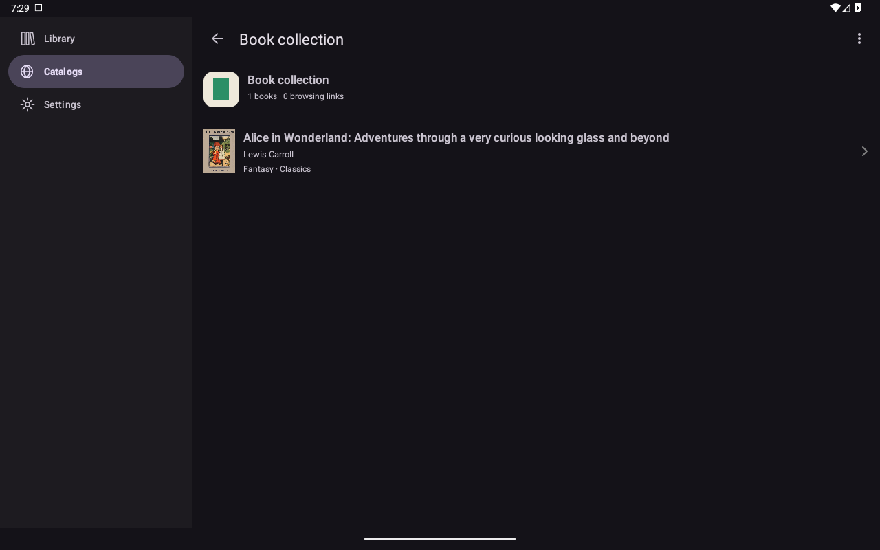 Book List, Android Tablet