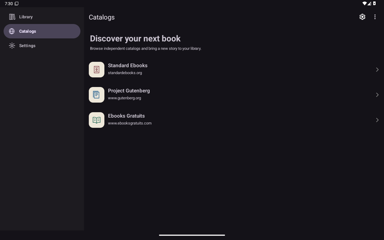 Catalog Discovery, Android Tablet