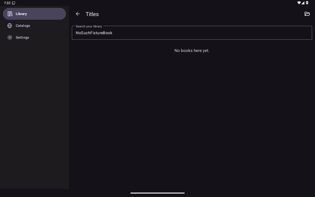 Library Empty Search, Android Tablet