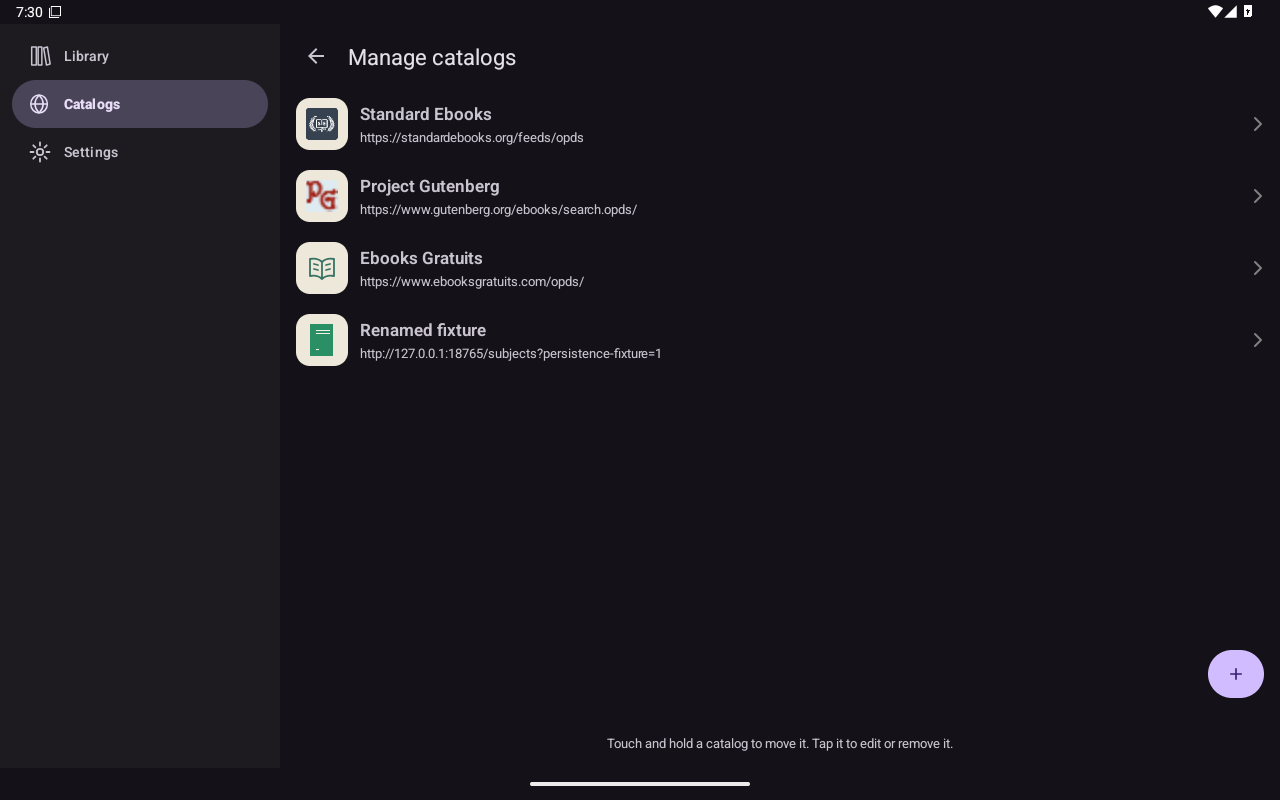 Persistence Catalog Edit, Android Tablet