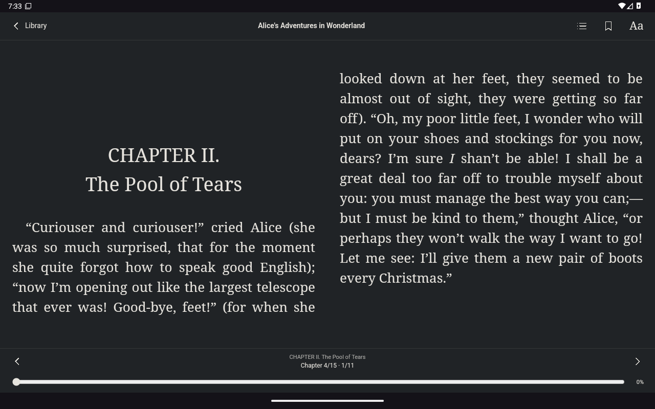 Reader Lazy Section, Android Tablet
