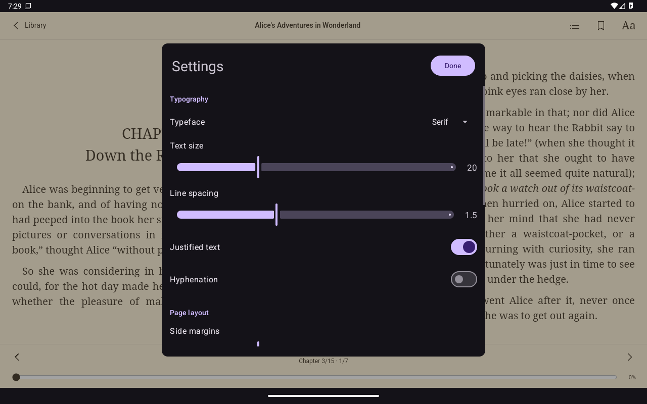 Reader Typography, Android Tablet