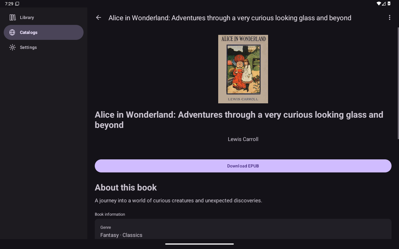 Remote Book Overview, Android Tablet