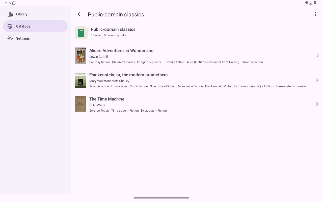 Catalogs, Android Tablet