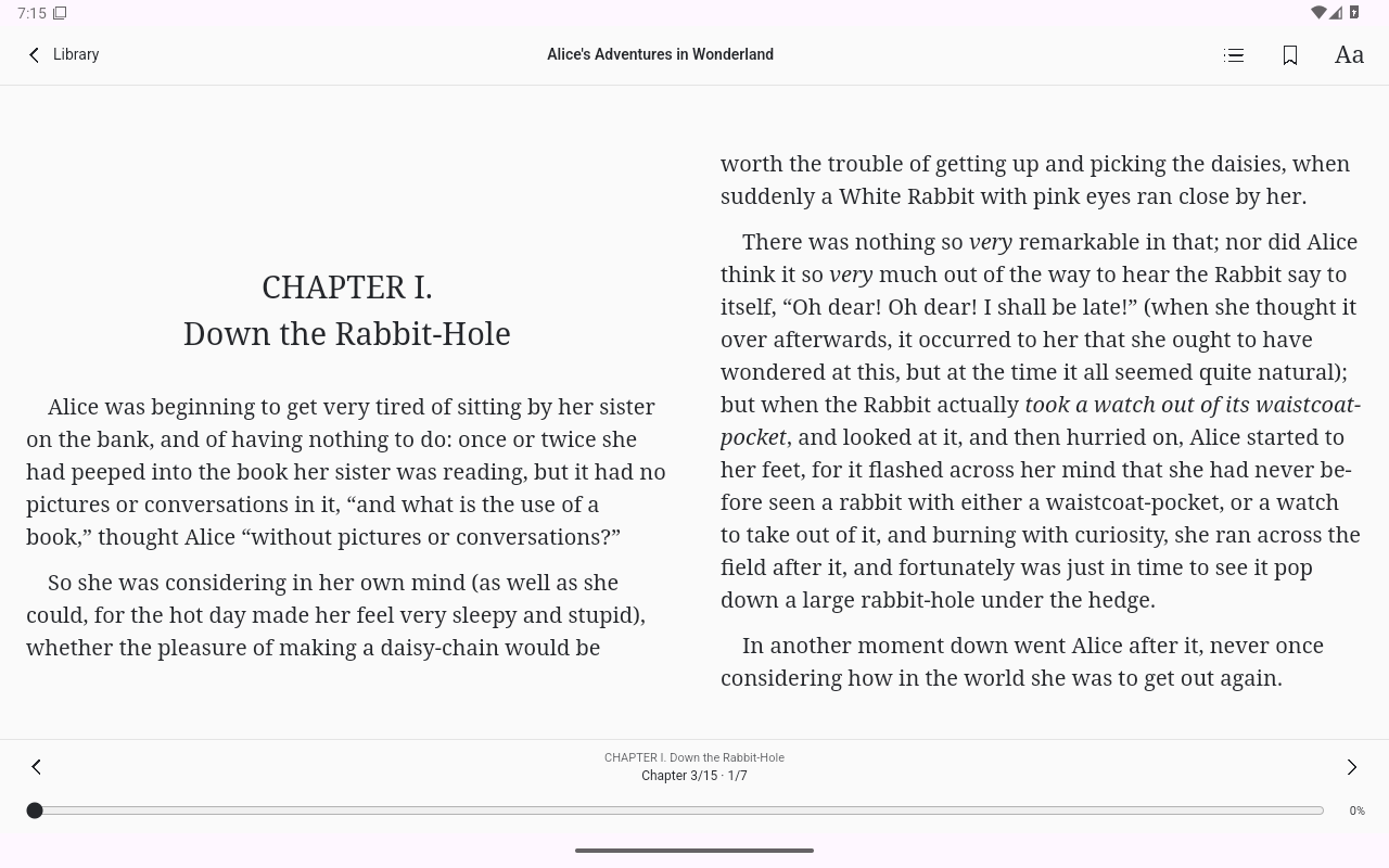 Alice’s Adventures in Wonderland · Read, Android Tablet