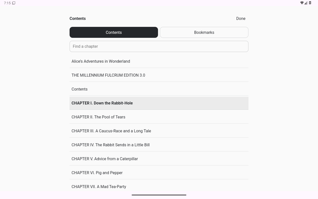 Contents, Android Tablet
