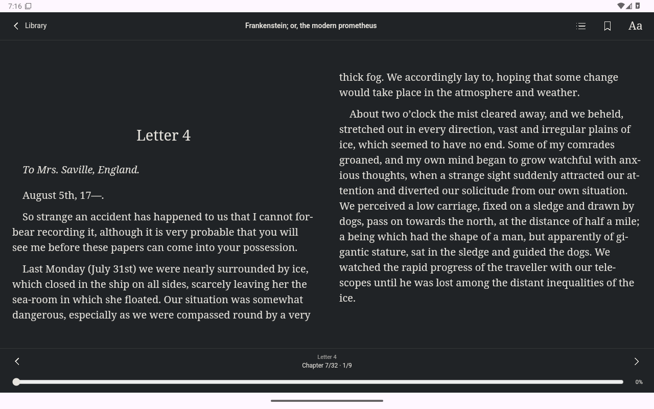 Frankenstein · Read, Android Tablet