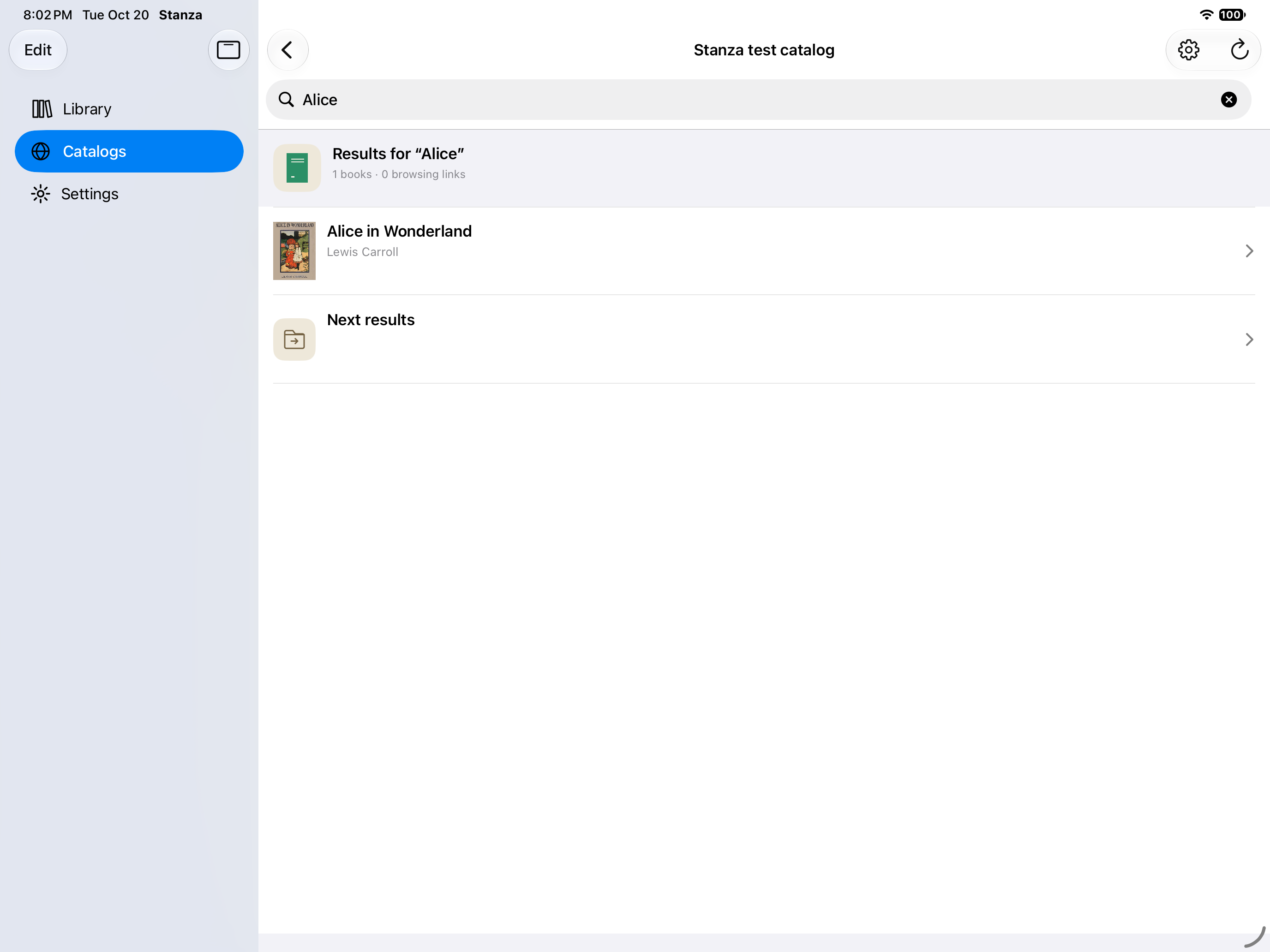 Catalog Search Results, iOS iPad