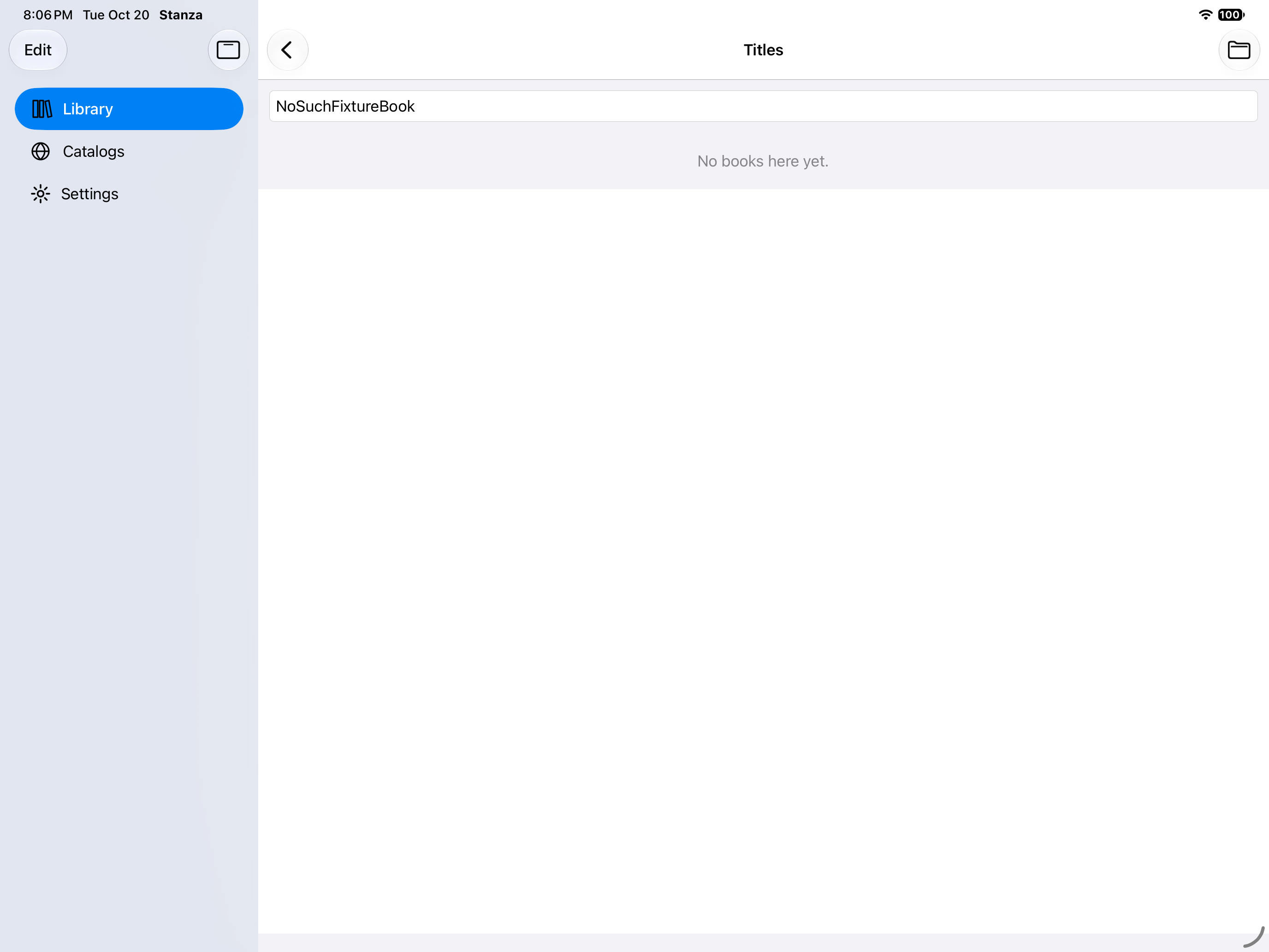 Library Empty Search, iOS iPad