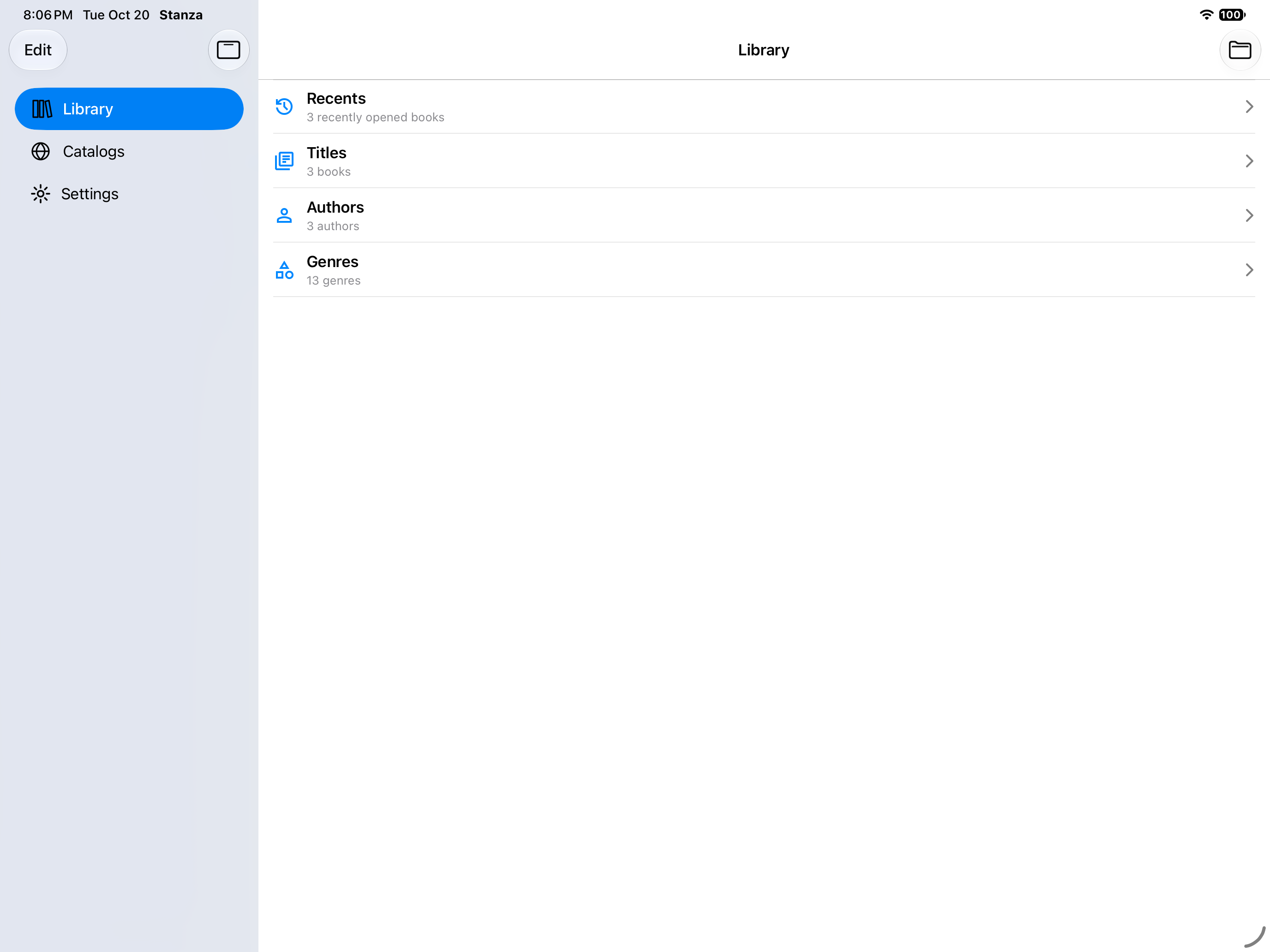 Library Folders, iOS iPad