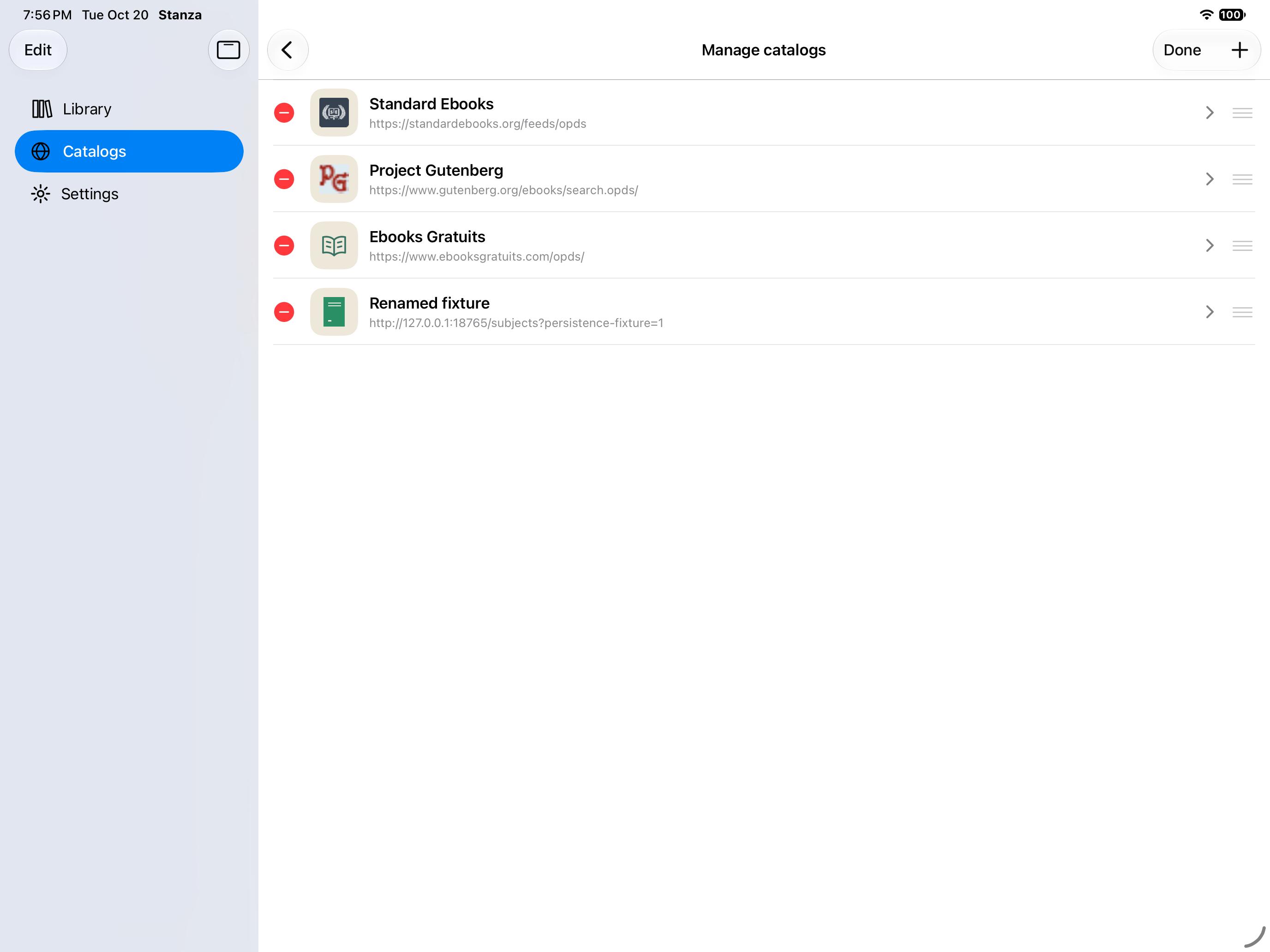 Persistence Catalog Edit, iOS iPad