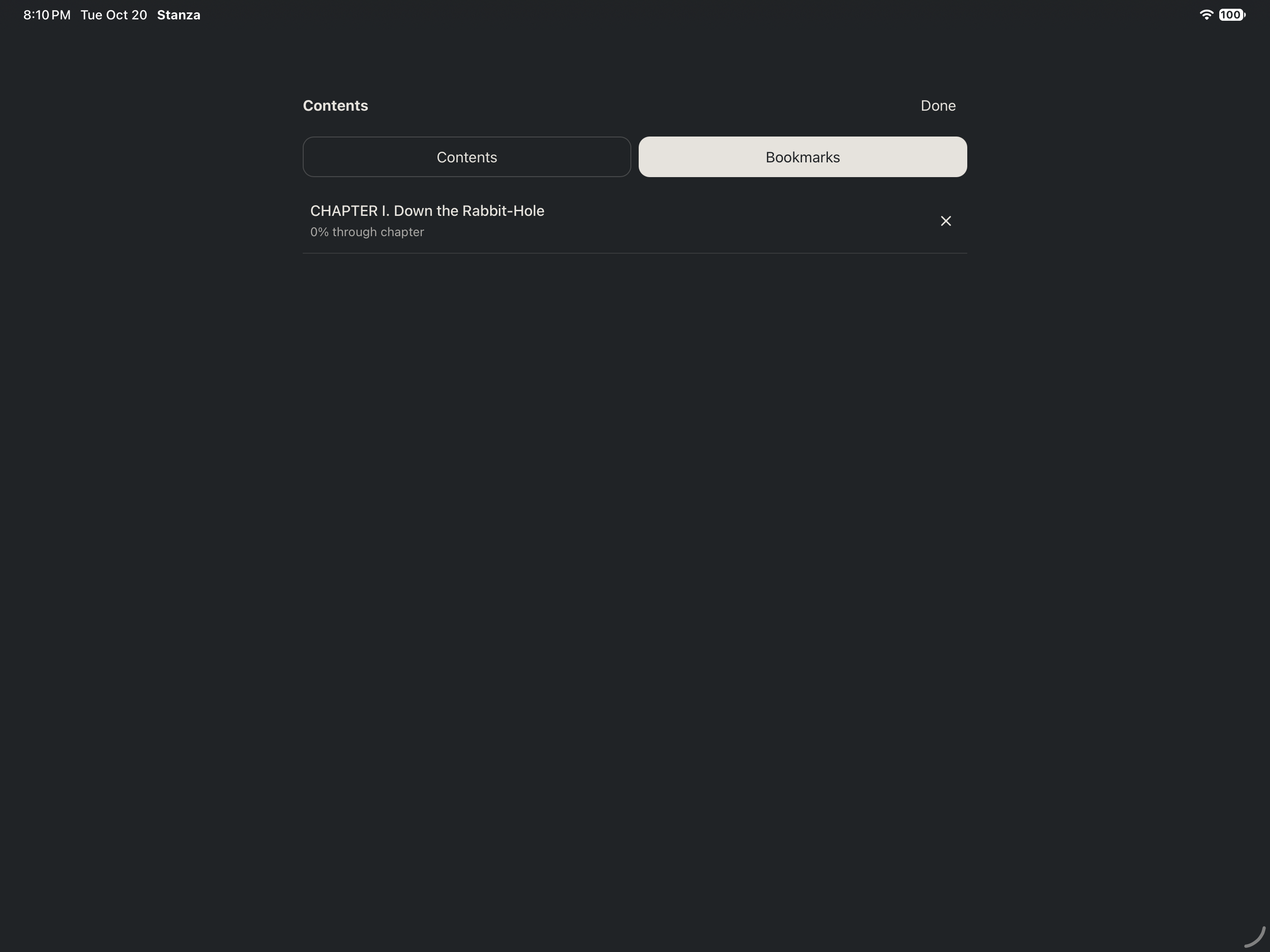 Reader Bookmarks, iOS iPad