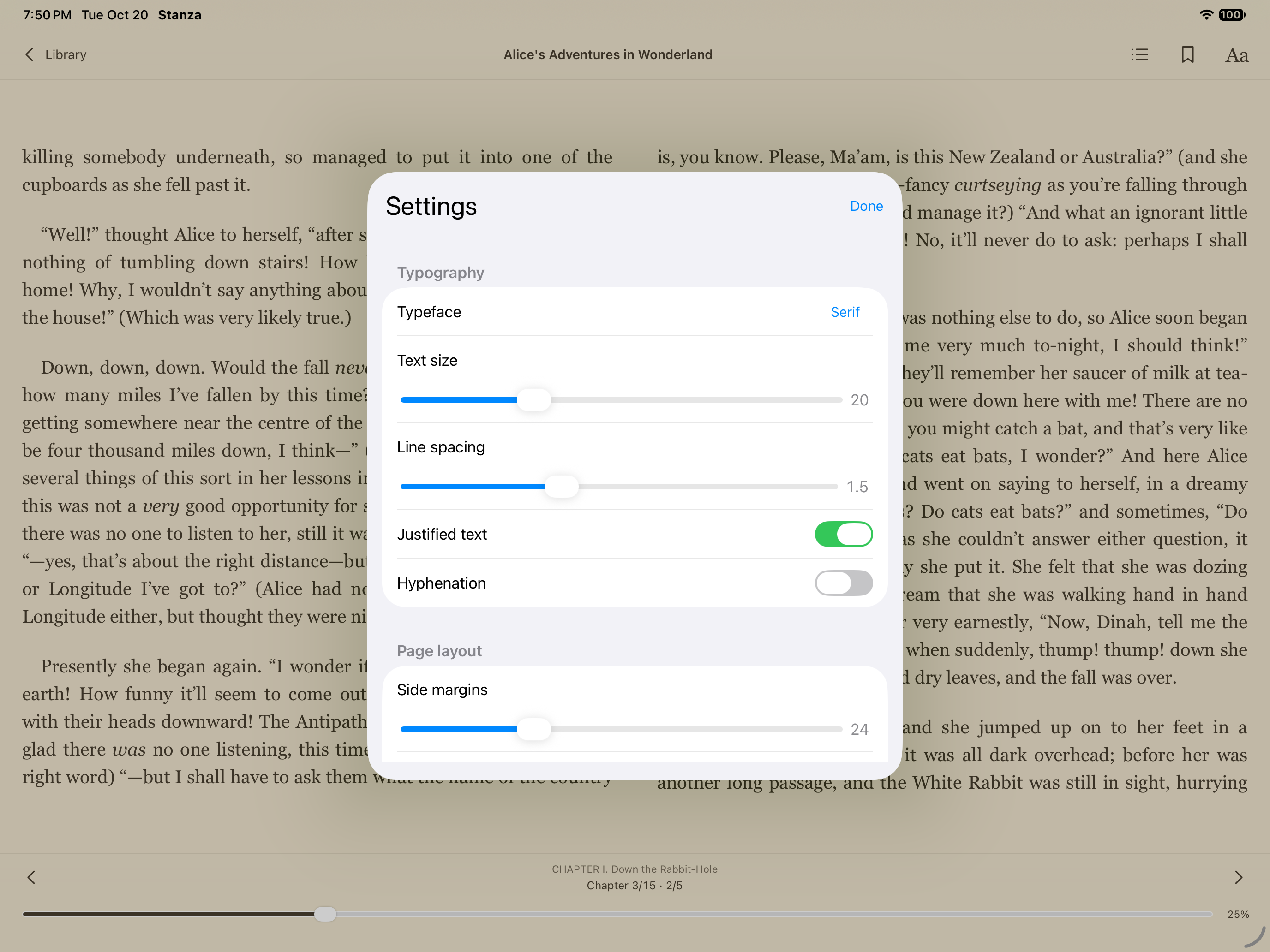 Reader Layout, iOS iPad