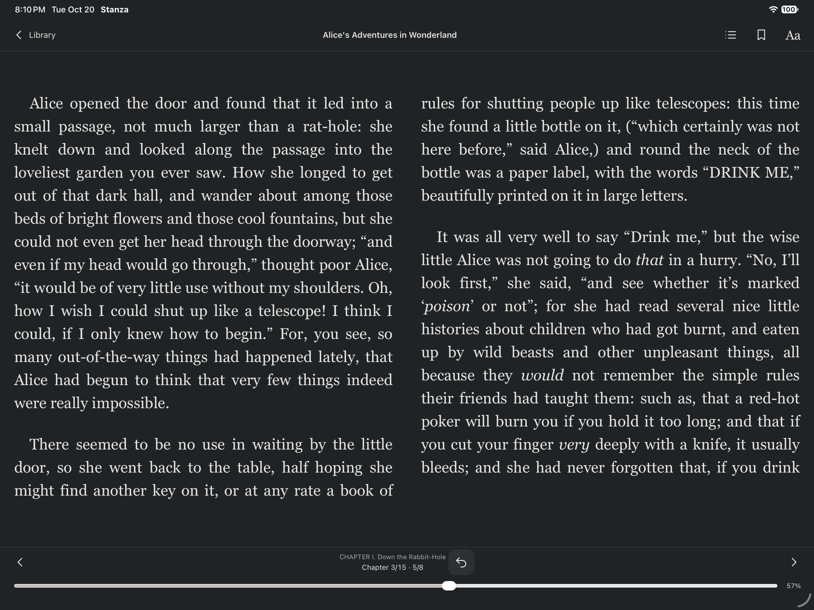 Reader Position Controls, iOS iPad