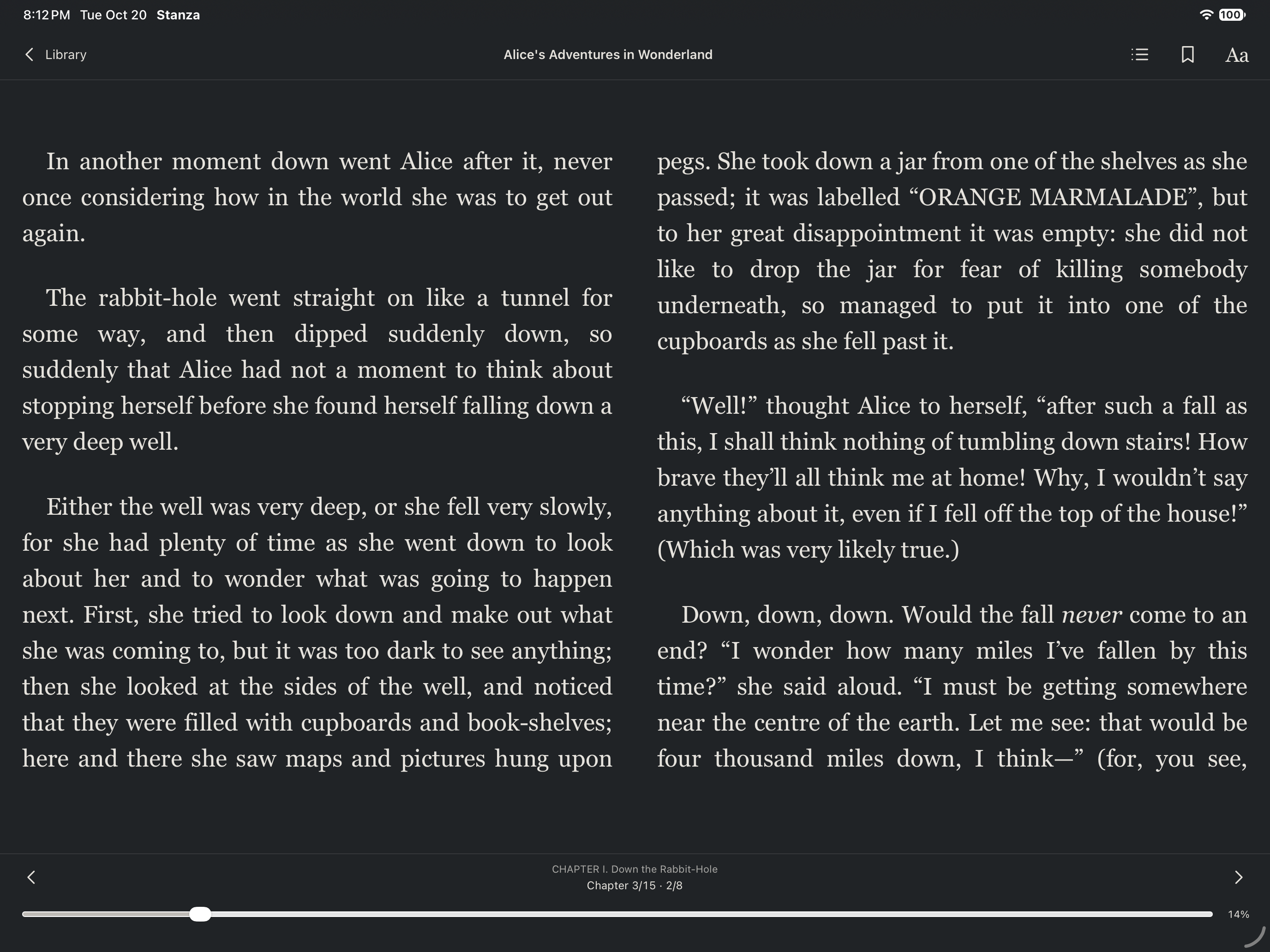 Reader Safe Area Next Page, iOS iPad