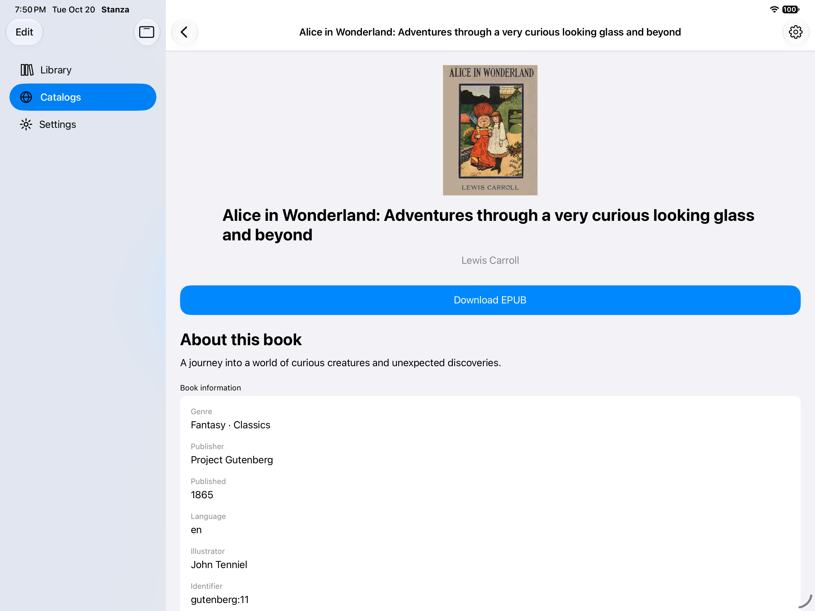 Remote Book Overview, iOS iPad