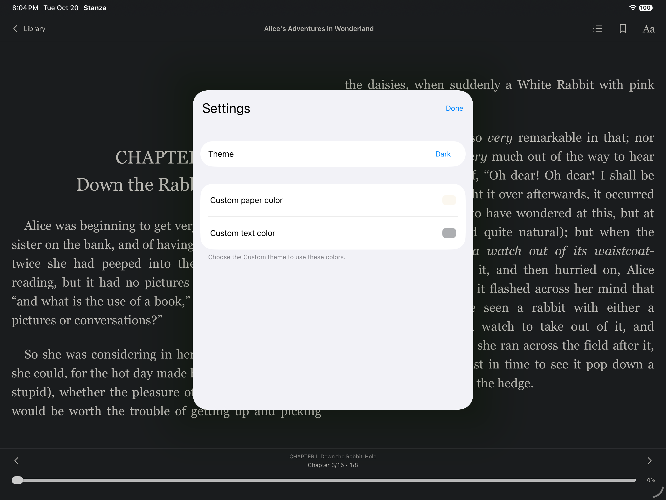 Settings, iOS iPad