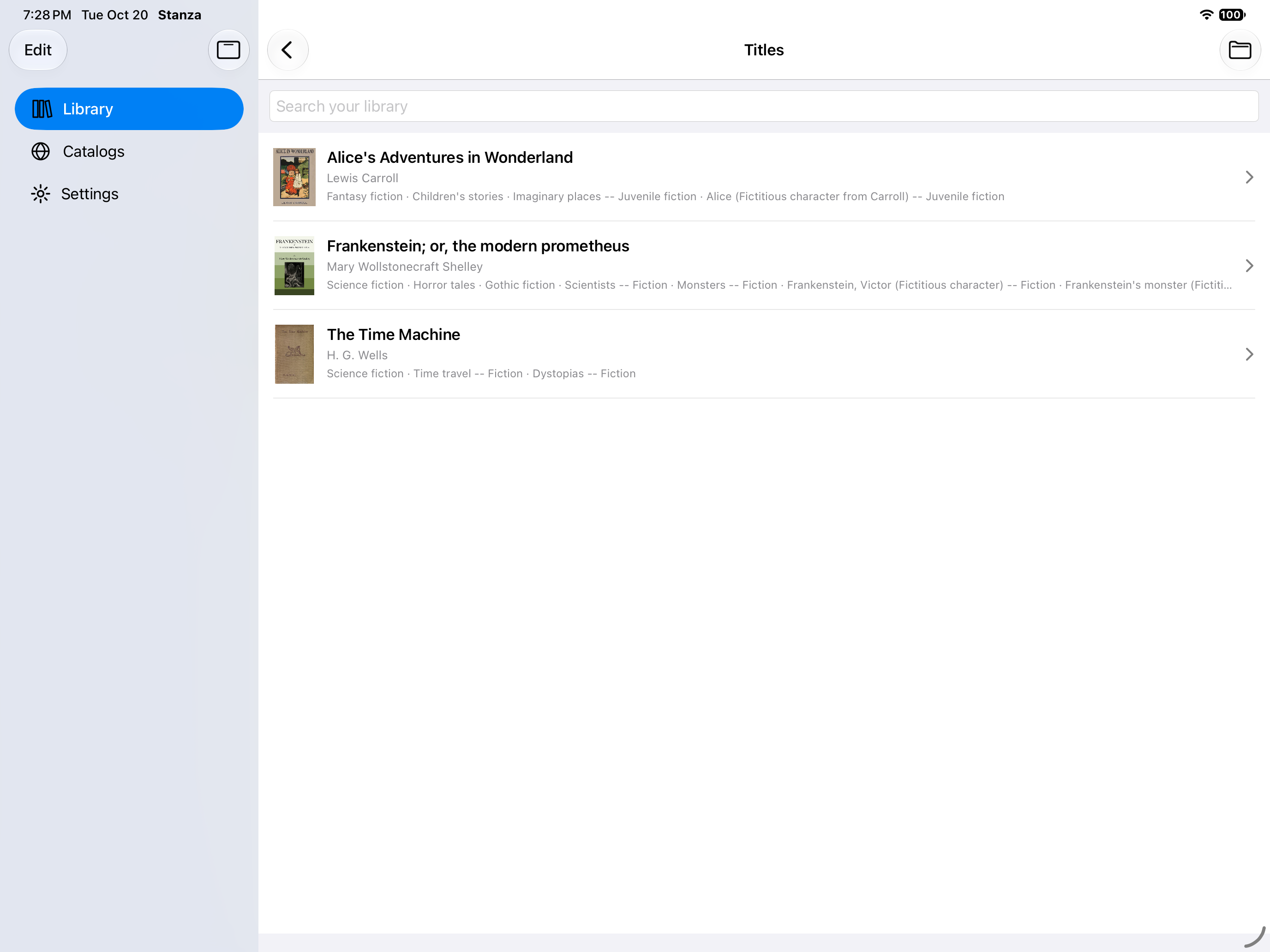 Library, iOS iPad