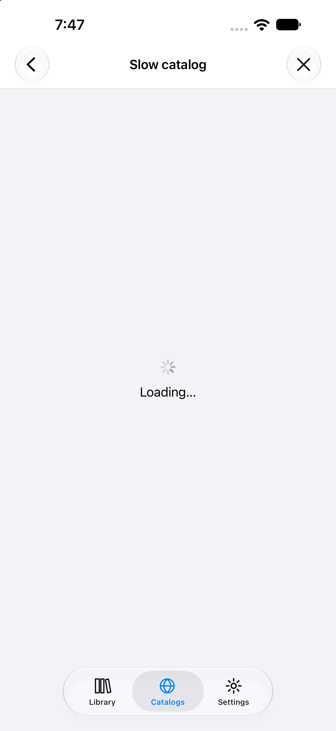 Catalog Loading, iOS UIKit