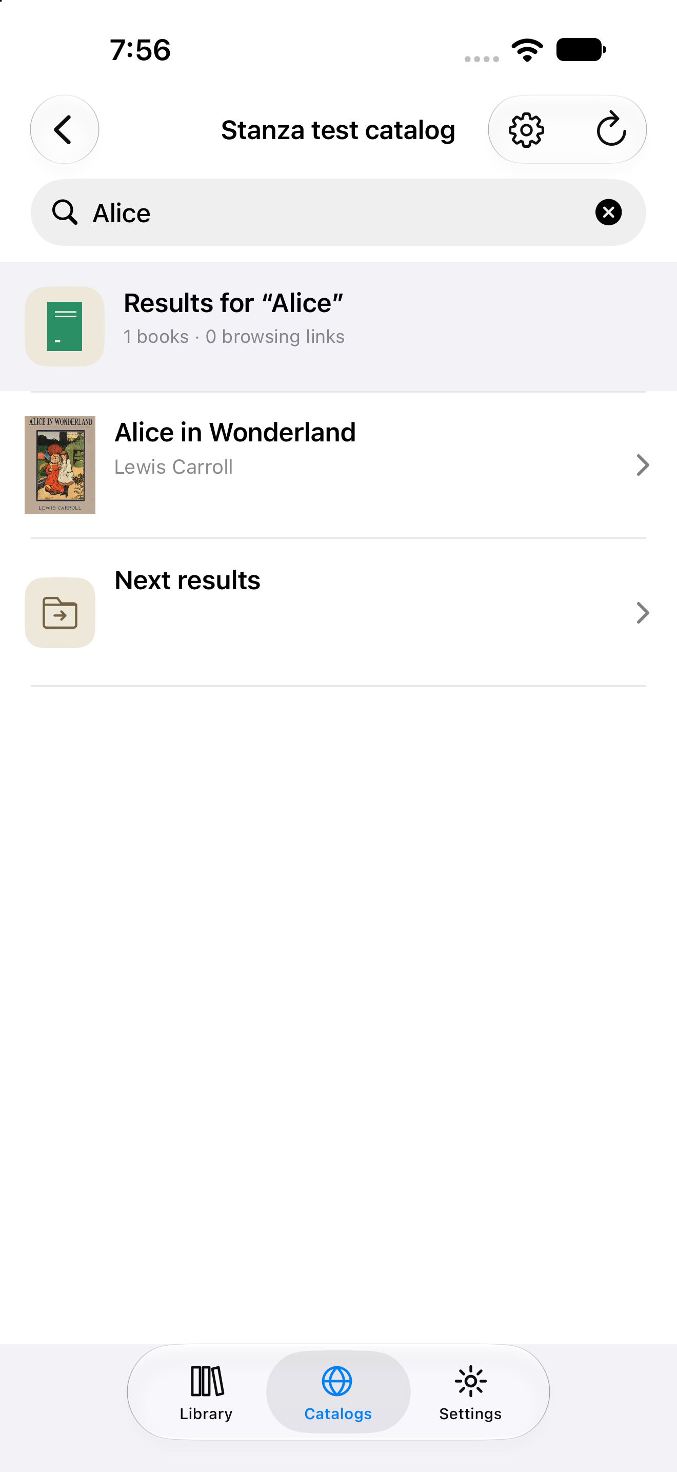 Catalog Search Results, iOS UIKit