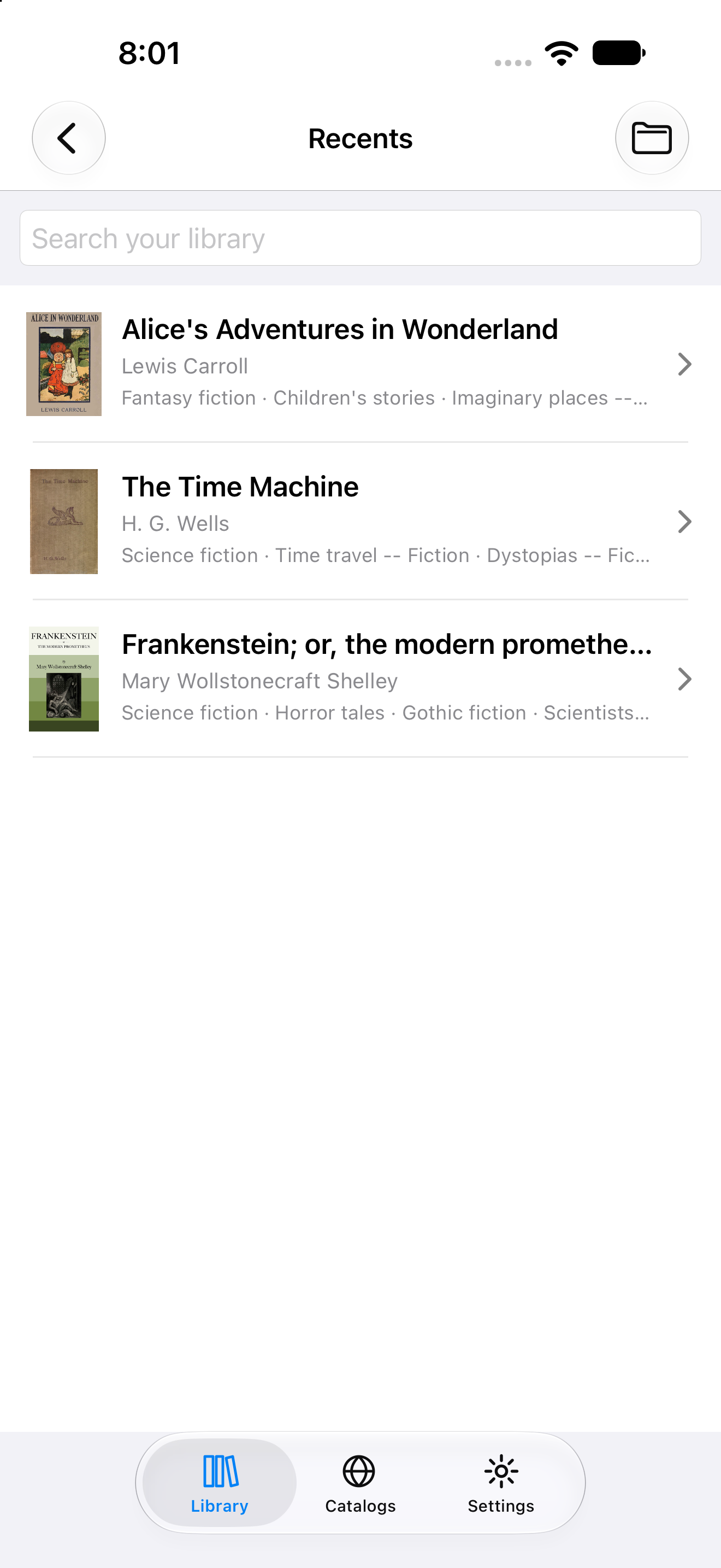 Library Recents, iOS UIKit