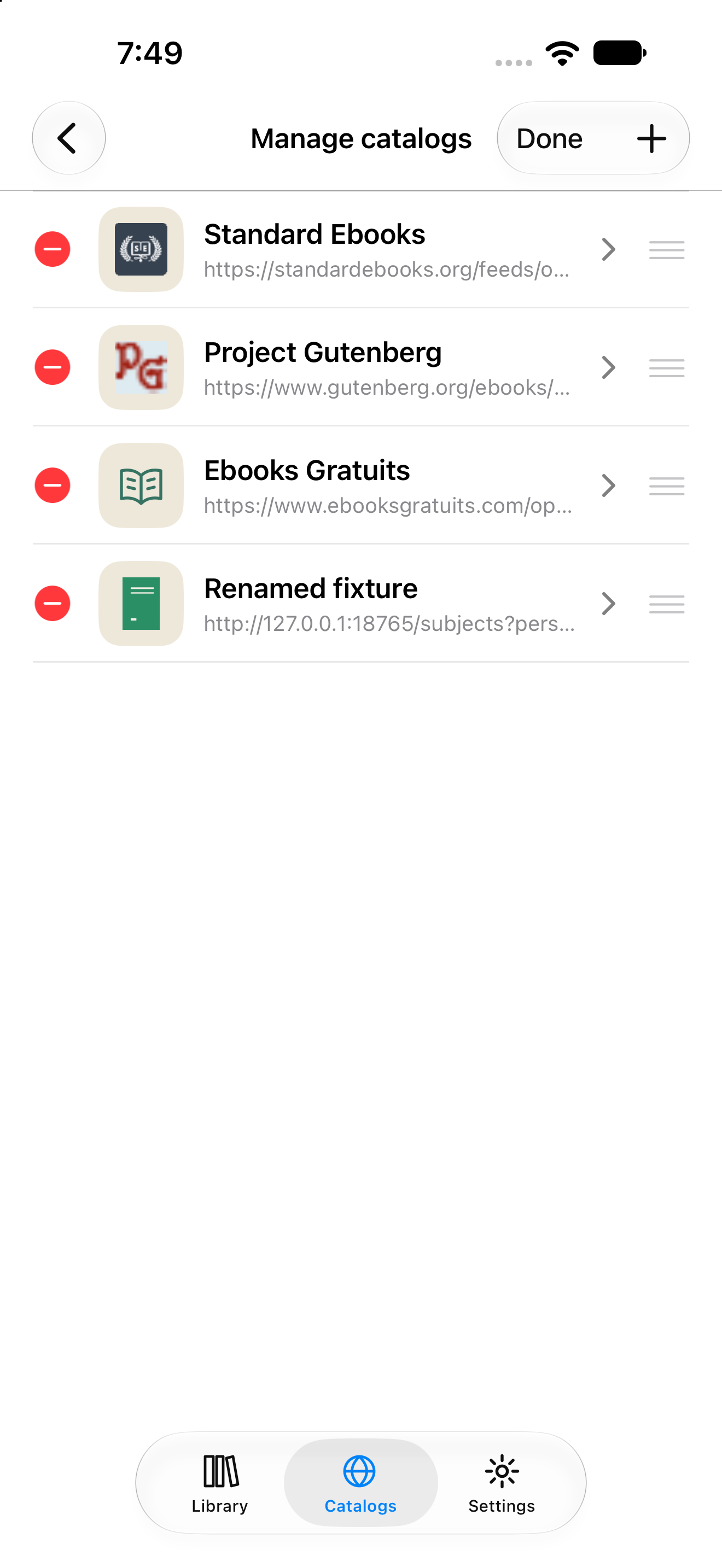 Persistence Catalog Edit, iOS UIKit