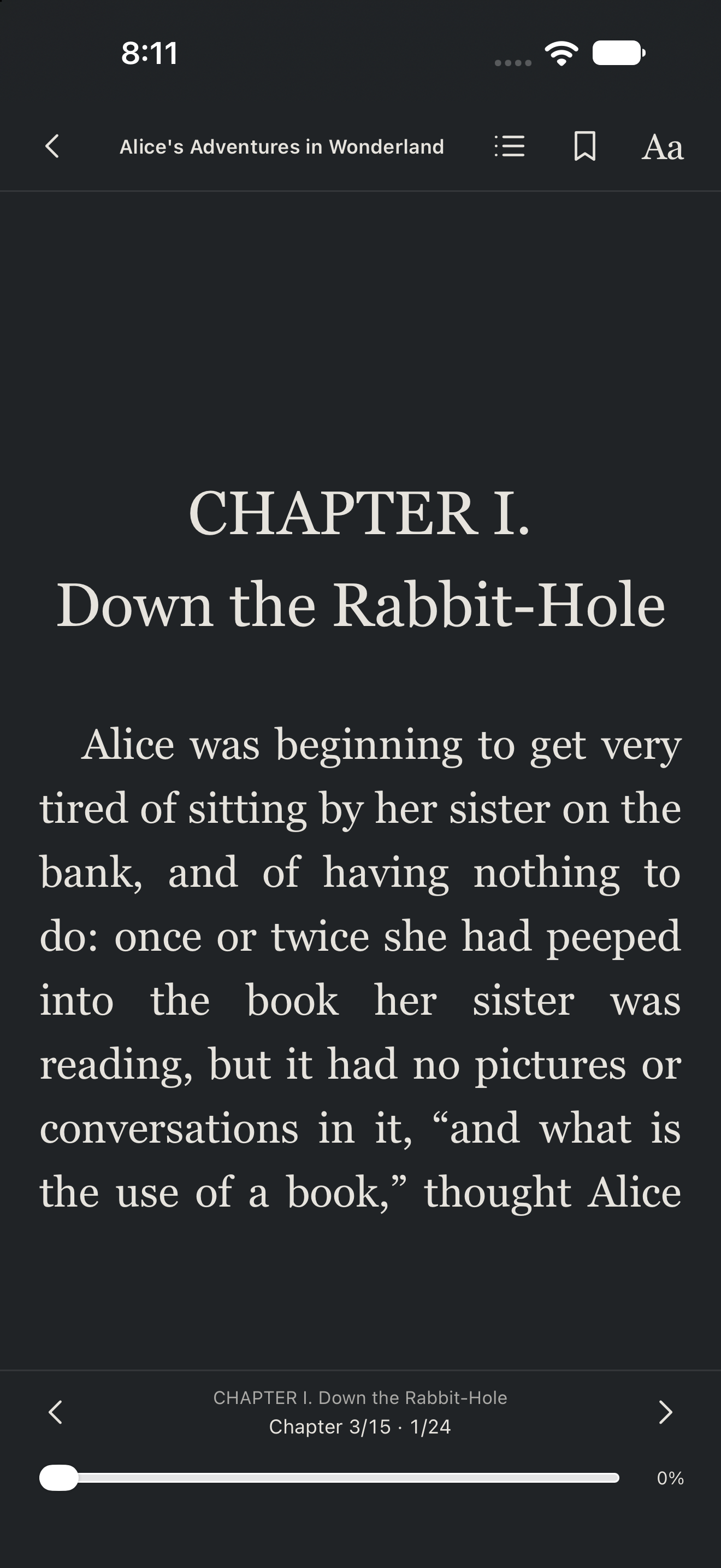 Reader Safe Area First Page, iOS UIKit