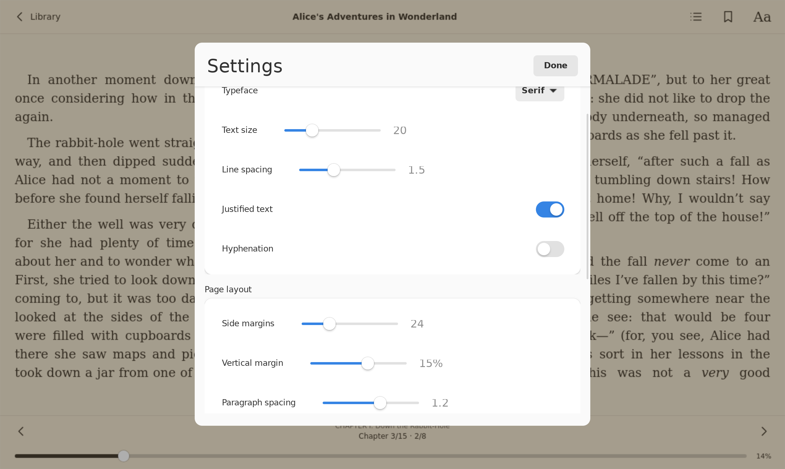 Reader Layout, Linux GTK 4