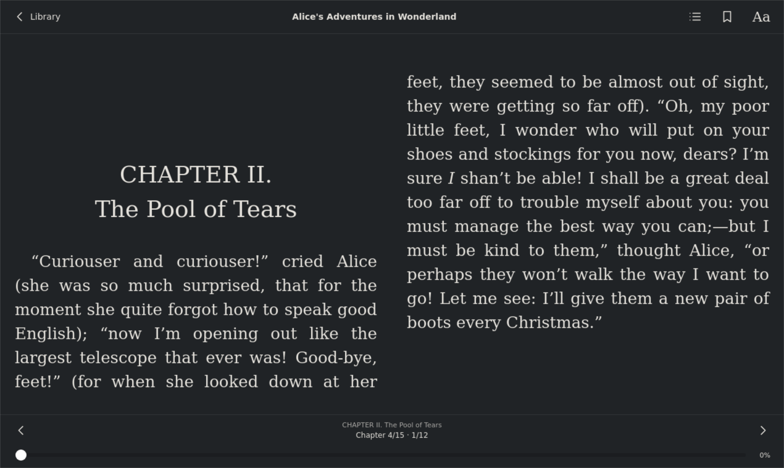 Reader Lazy Section, Linux GTK 4