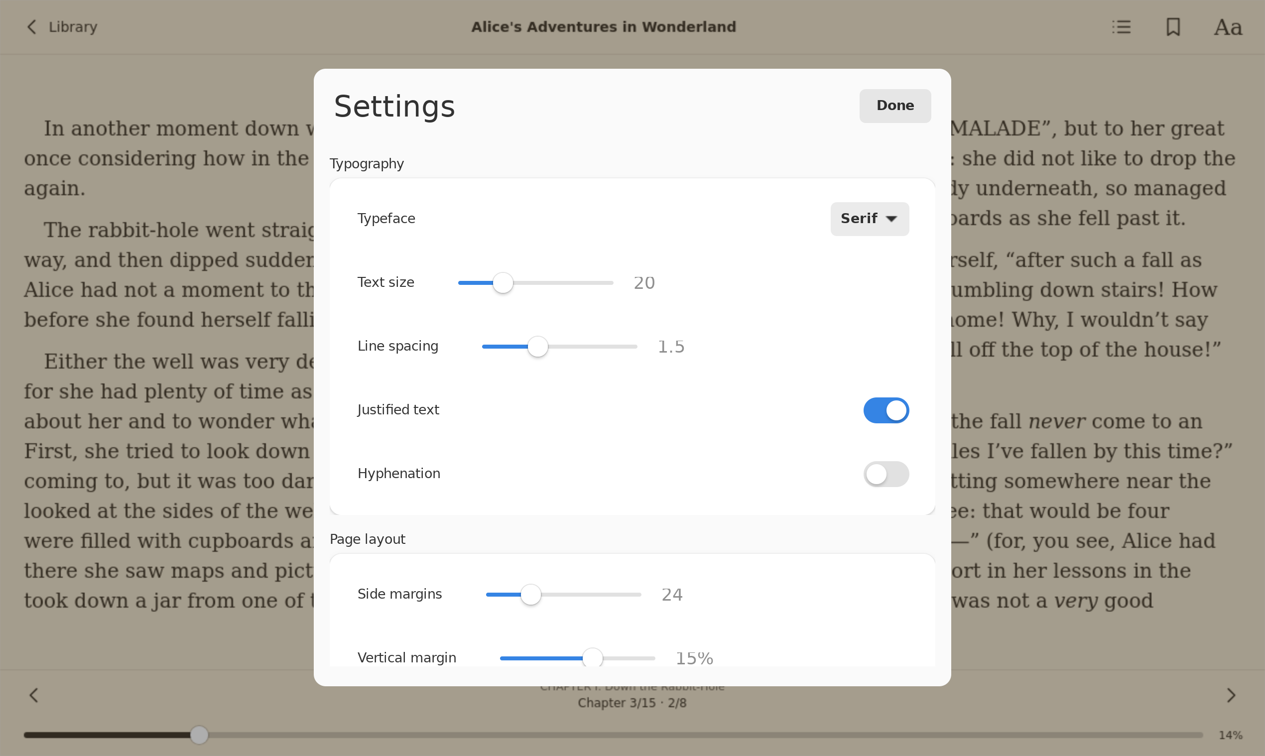 Reader Typography, Linux GTK 4