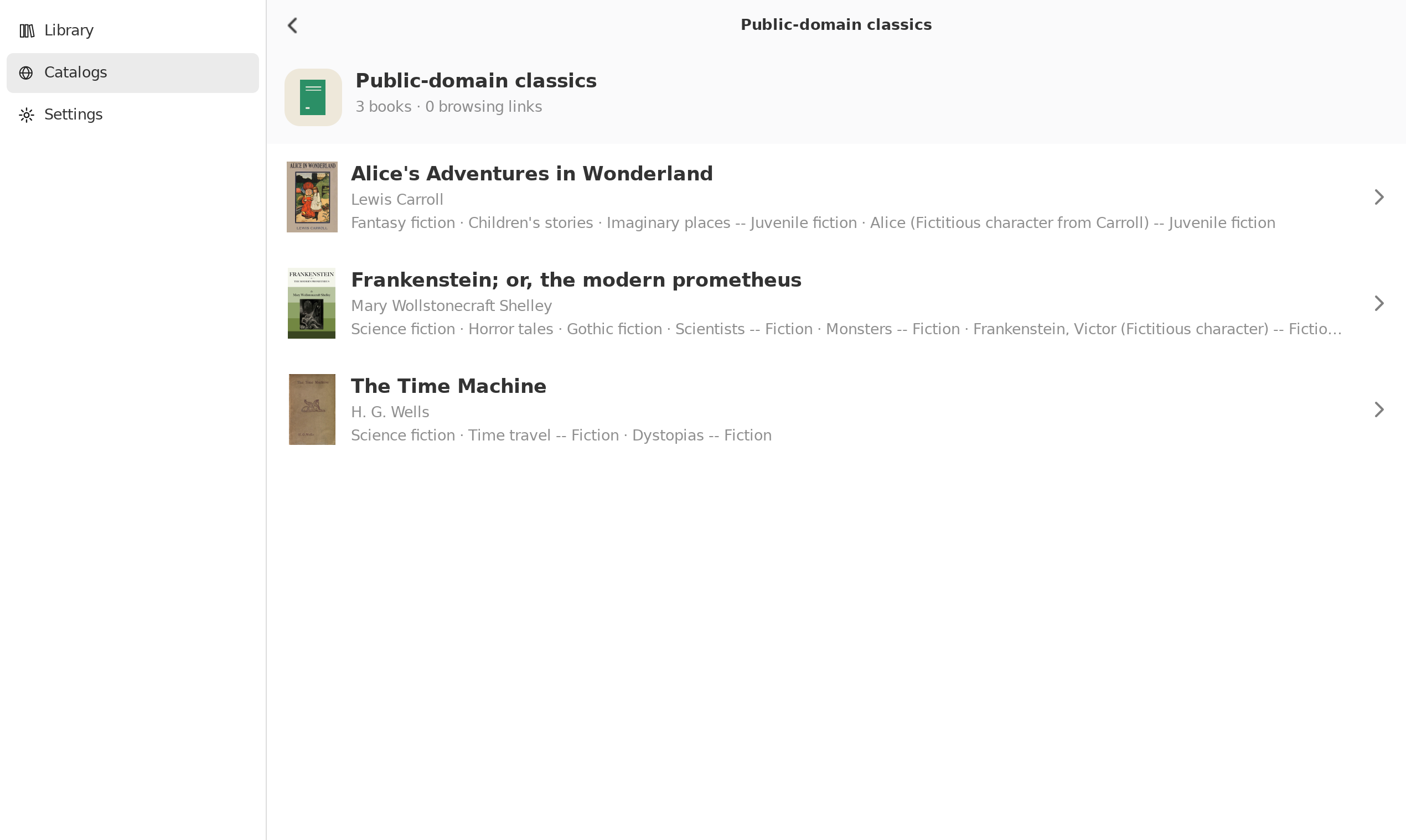 Catalogs, Linux GTK 4