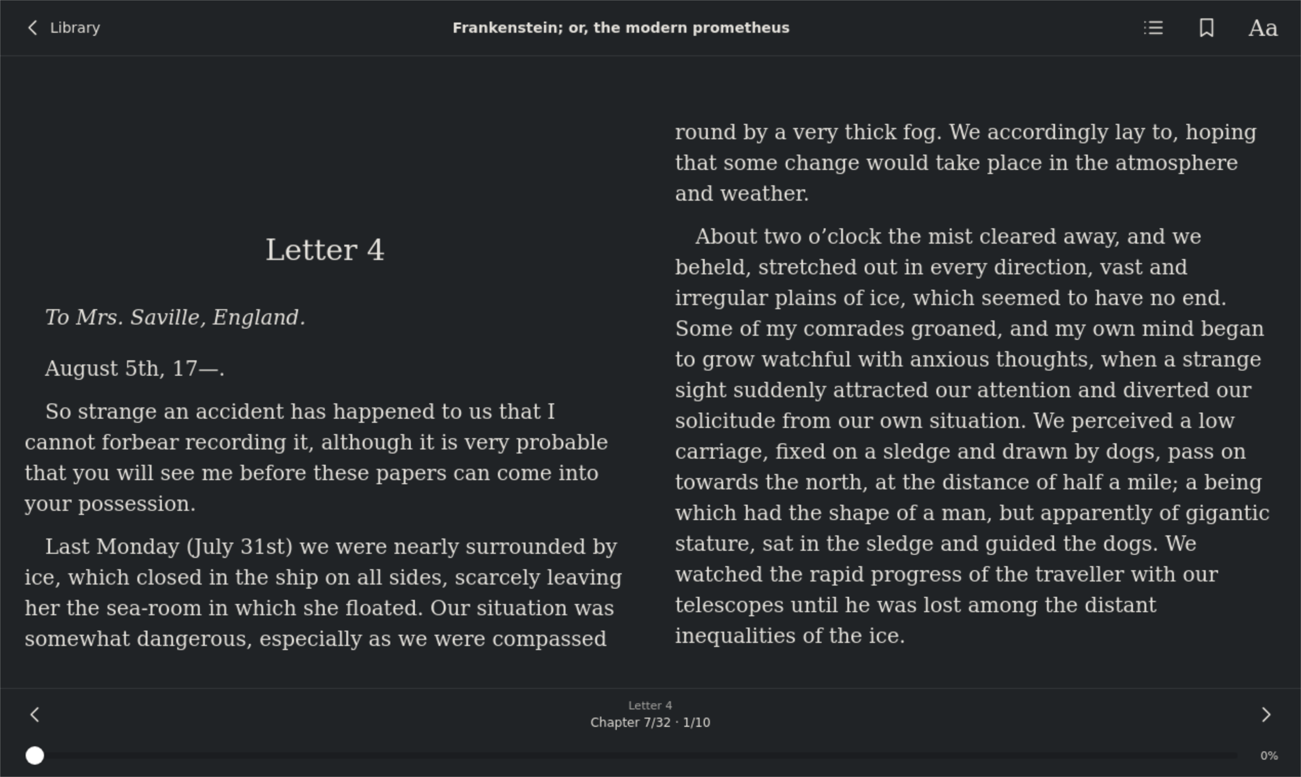 Frankenstein · Read, Linux GTK 4