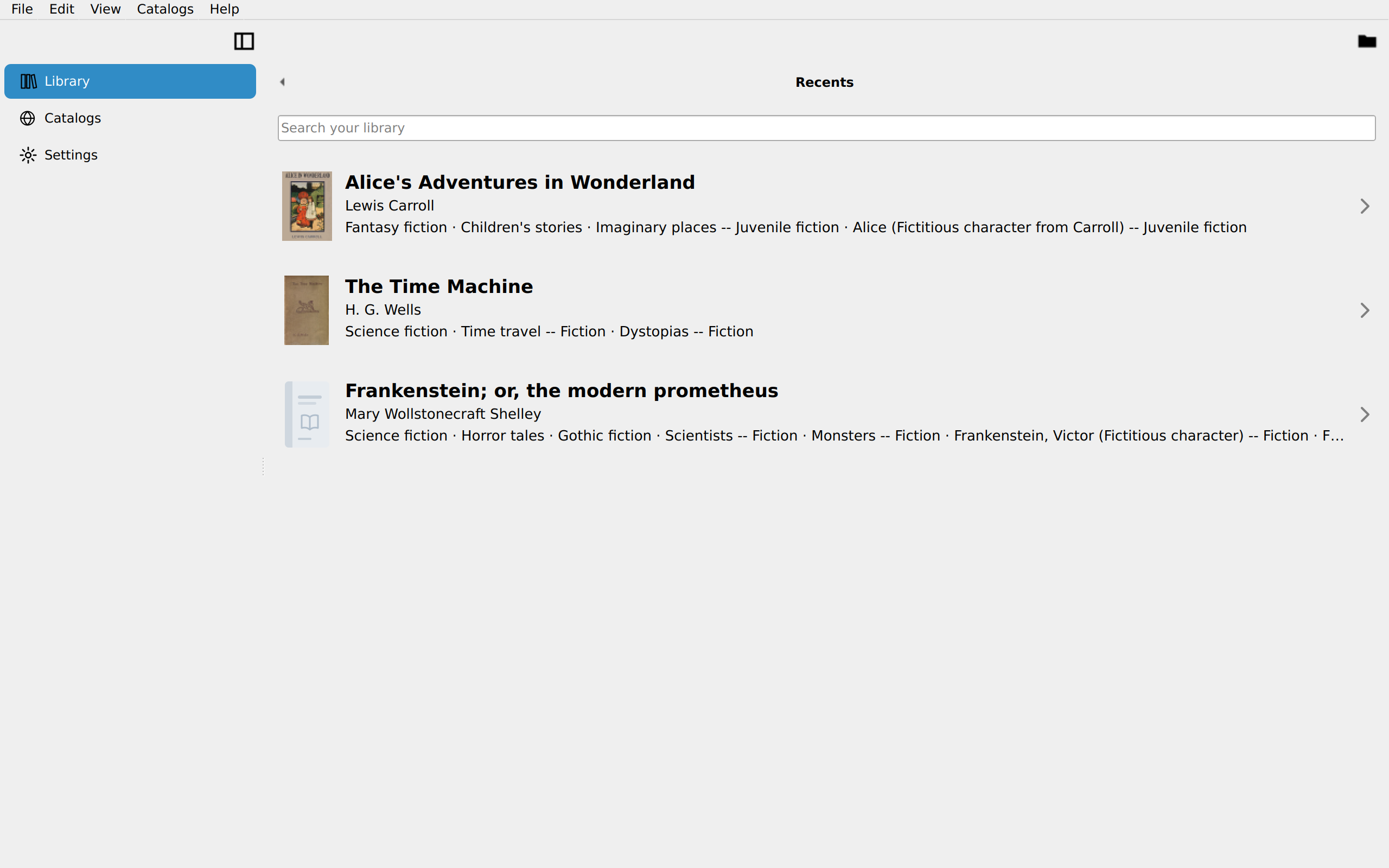 Library Recents, Linux Qt 6