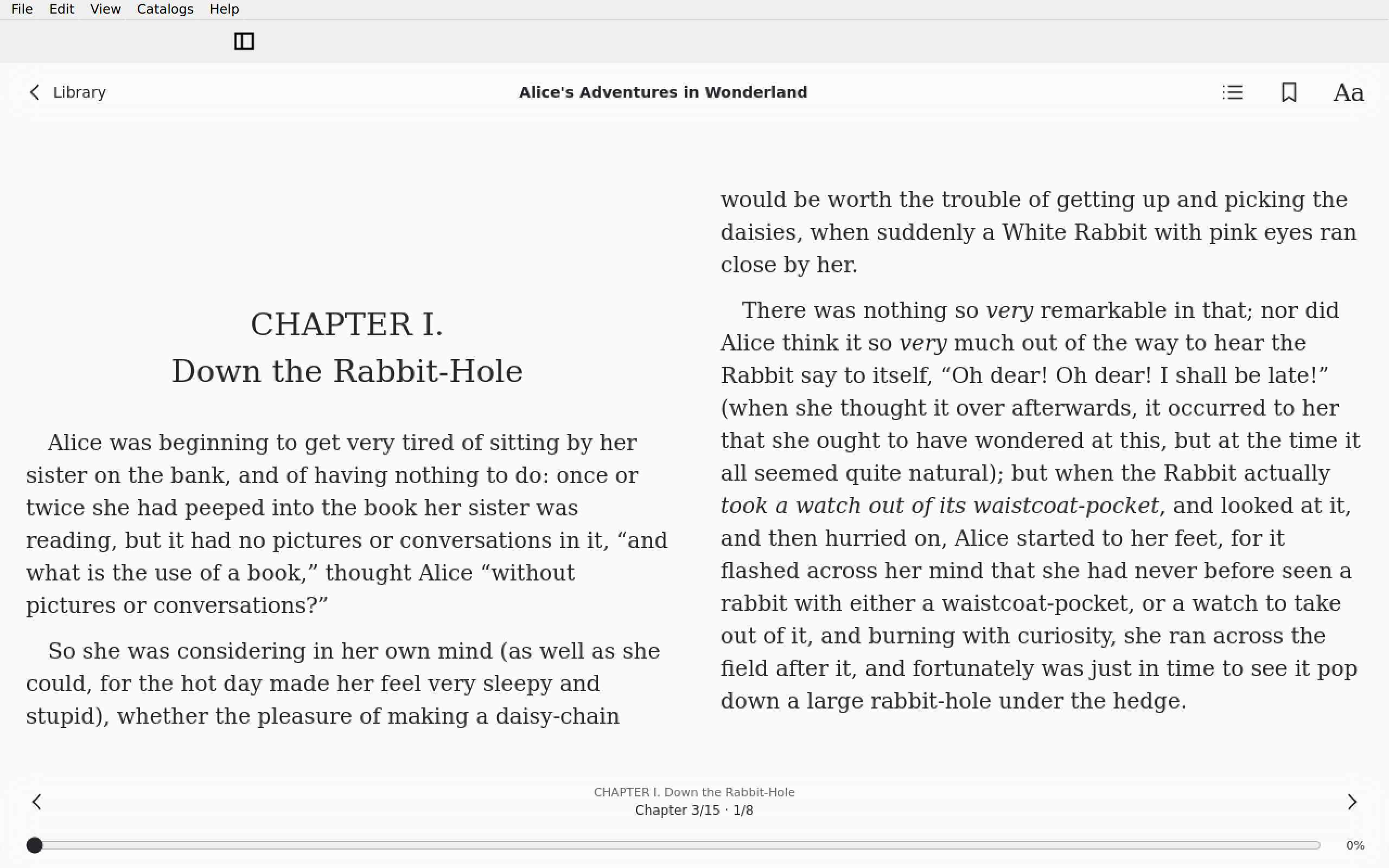 Alice’s Adventures in Wonderland · Read, Linux Qt 6