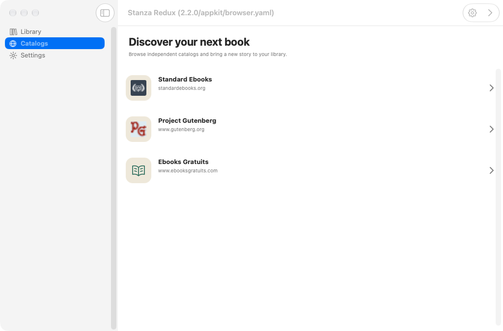 Catalog Root, macOS AppKit
