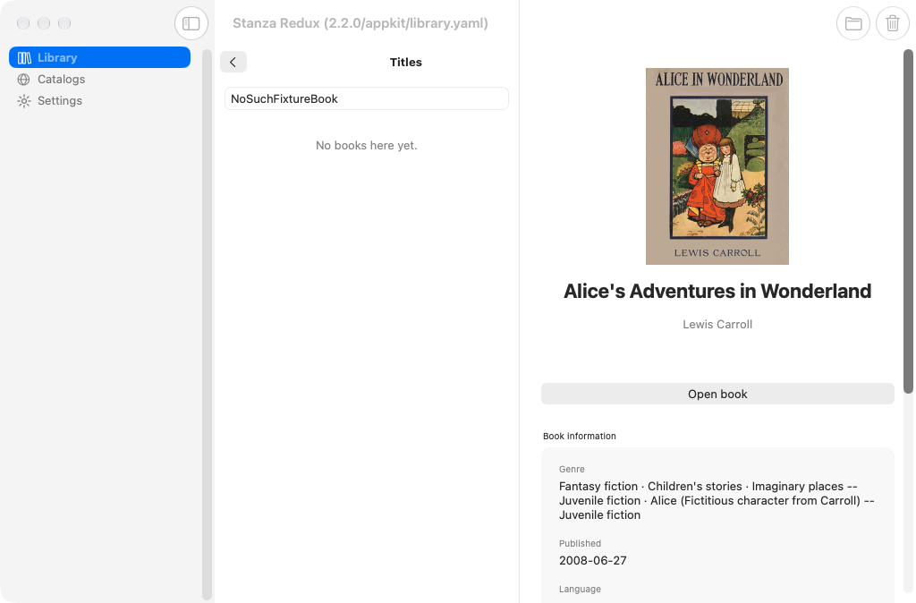 Library Empty Search, macOS AppKit