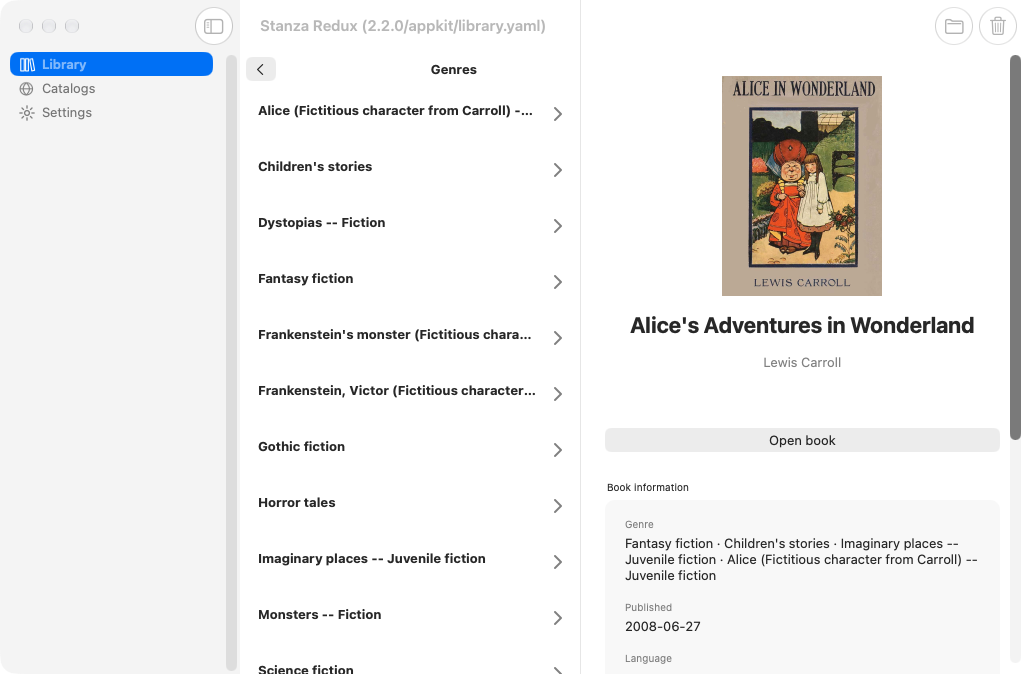 Library Genres, macOS AppKit