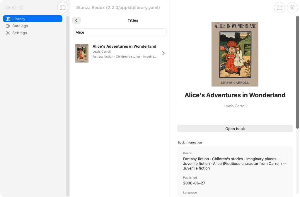 Library Title Search, macOS AppKit