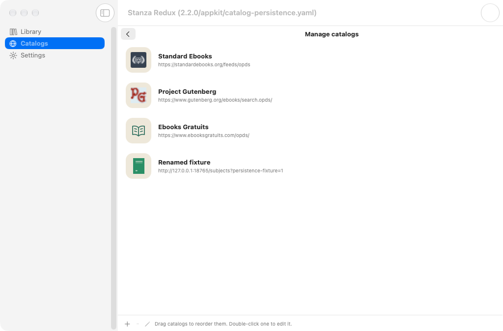 Persistence Catalog Edit, macOS AppKit