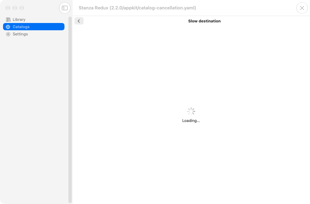 Pushed Loading Destination, macOS AppKit