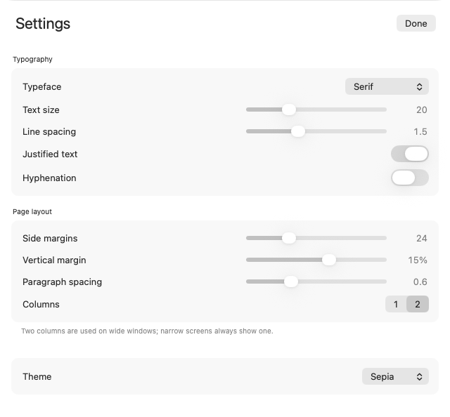 Reader Typography, macOS AppKit