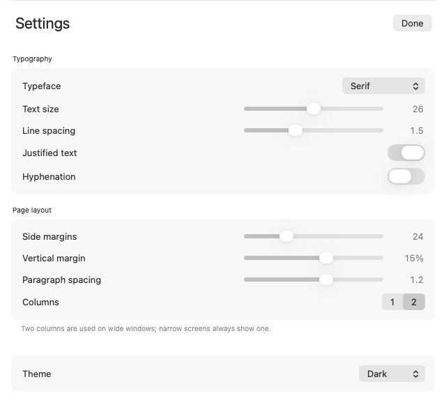 Settings, macOS AppKit