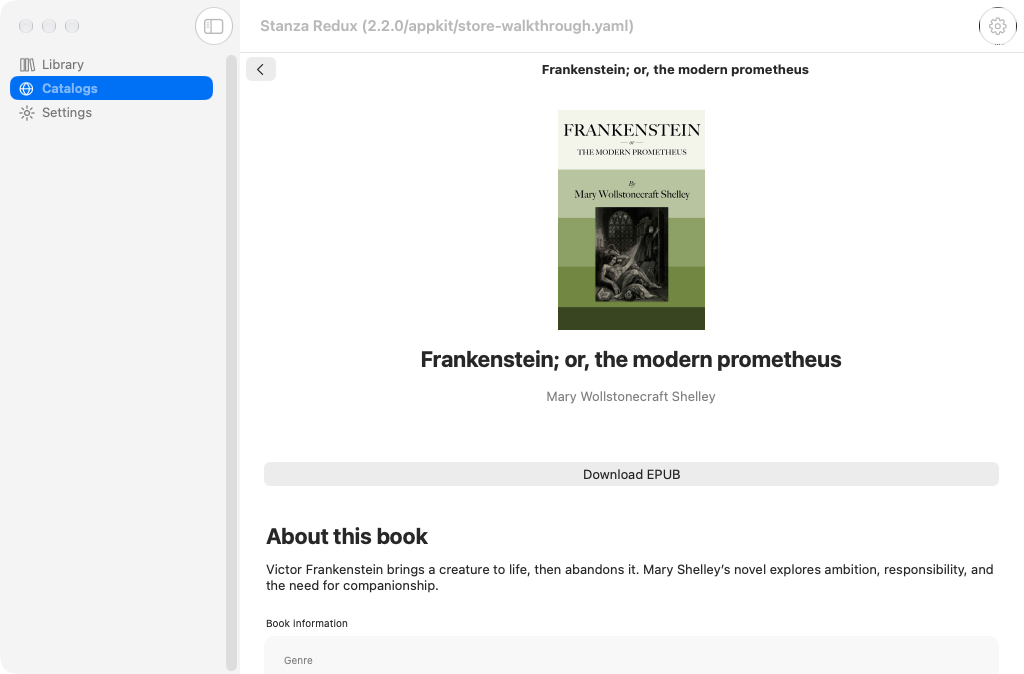 Book details, macOS AppKit