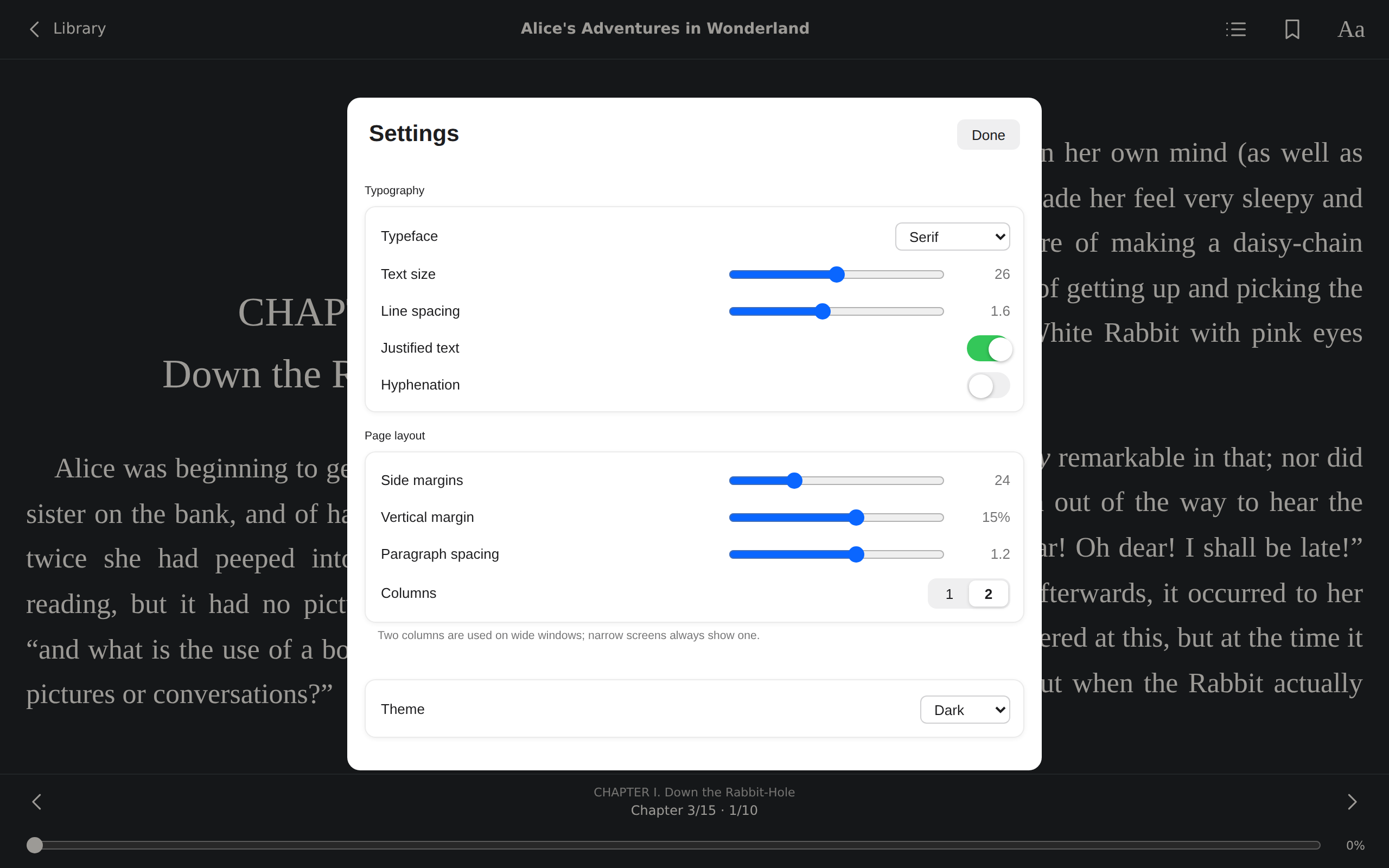Settings, Web Web DOM