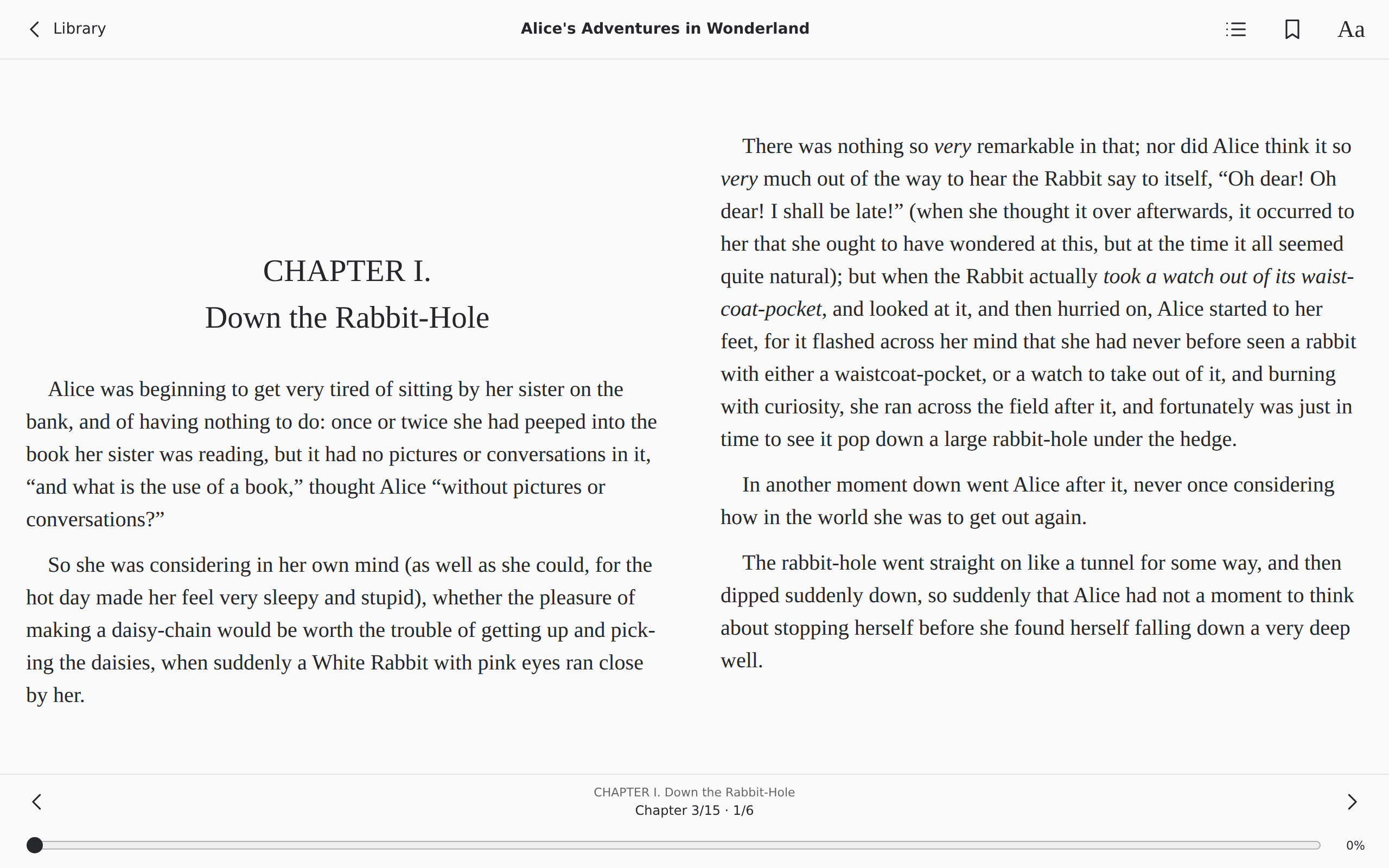 Alice’s Adventures in Wonderland · Read, Web Web DOM