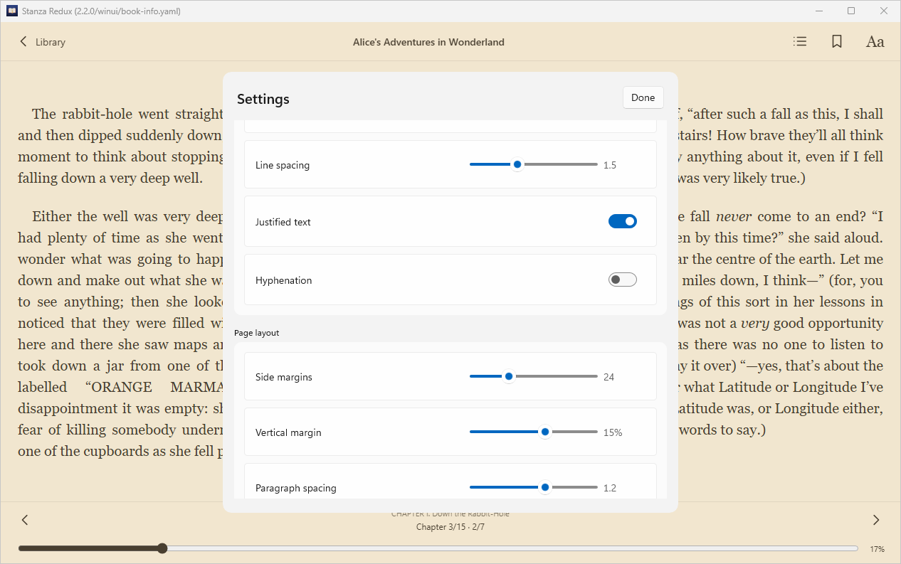 Reader Layout, Windows WinUI 3