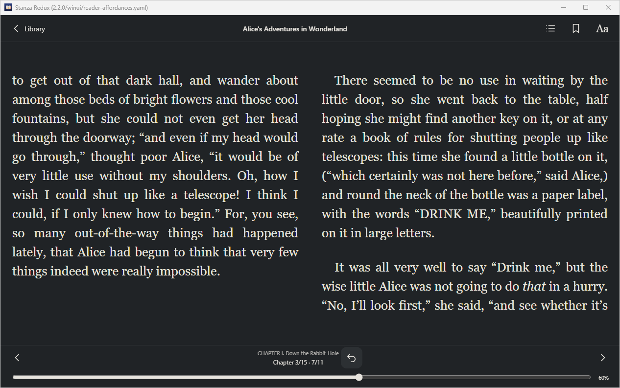 Reader Position Controls, Windows WinUI 3