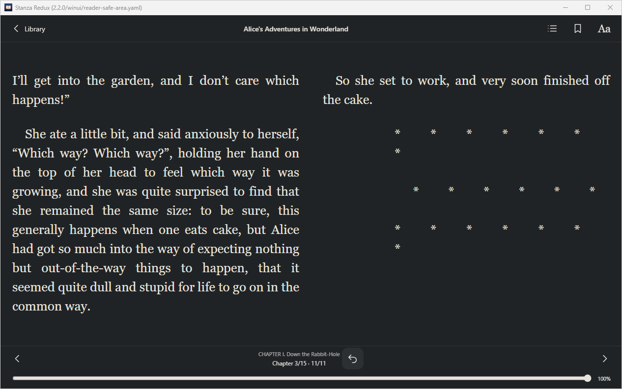 Reader Safe Area Last Page, Windows WinUI 3